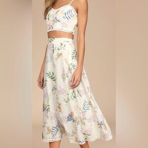 Sweet at Heart white Floral embroidered two-piece set